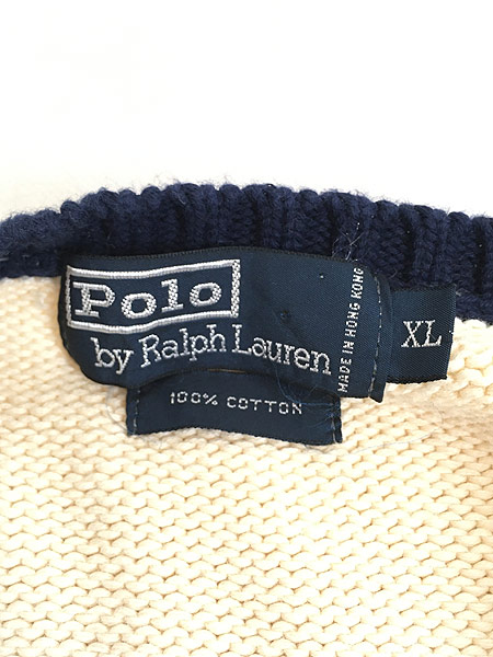 [6] 古着 Polo Ralph Lauren ワンポイント リンガー コットン ニット ベスト XL 古着