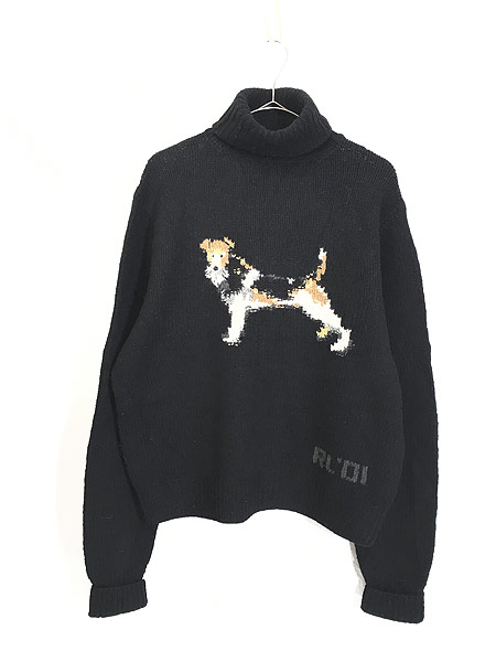 古着 Polo Ralph Lauren 犬 ワンちゃん 上質 タートルネック ハンド ニット セーター M 古着 古着 通販 ヴィンテージ 古着屋 Dracaena ドラセナ