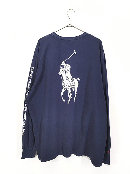 古着 Polo Ralph Lauren BIG ポニー テニス プリント 長袖 Tシャツ