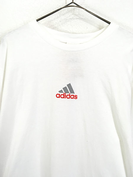 Deadstock」 古着 90s USA製 adidas センター ロゴ アーム プリント 長袖 Tシャツ ロンT L 古着【10off】 古着  通販 ヴィンテージ 古着屋 Dracaena ドラセナ