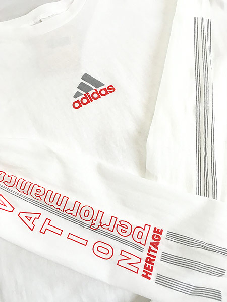 Deadstock」 古着 90s USA製 adidas センター ロゴ アーム プリント 長袖 Tシャツ ロンT L 古着【30off】 - 古着  通販 ヴィンテージ 古着屋 Dracaena ドラセナ