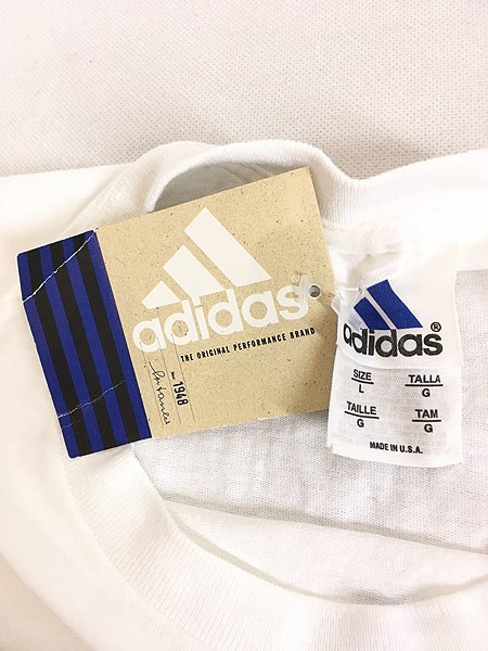 Deadstock」 古着 90s USA製 adidas センター ロゴ アーム プリント