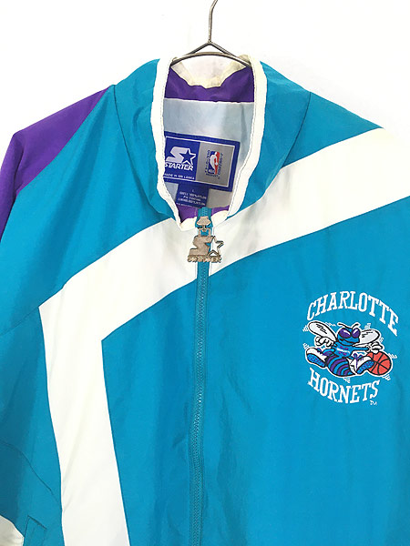 古着 90s NBA Charlotte Hornets ホーネッツ 両面 クレイジー ナイロン 