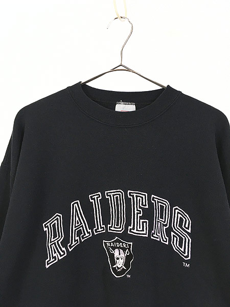 90s  XLレイダース ブラック Raiders スウェット 刺繍ロゴ