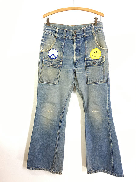 古着 70s Levi's ピース スマイル パッチ デニム ブッシュ パンツ