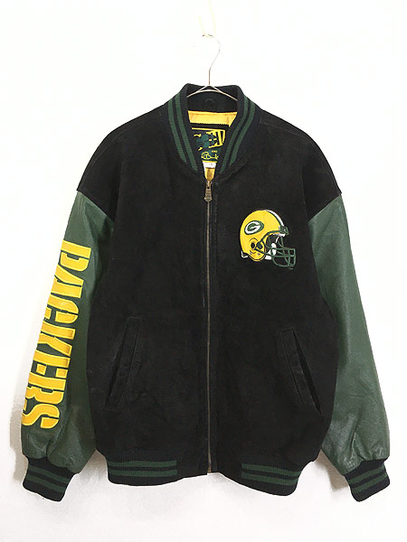 古着 NFL Green Bay Packers パッカーズ 本革 オールレザー スタジャン