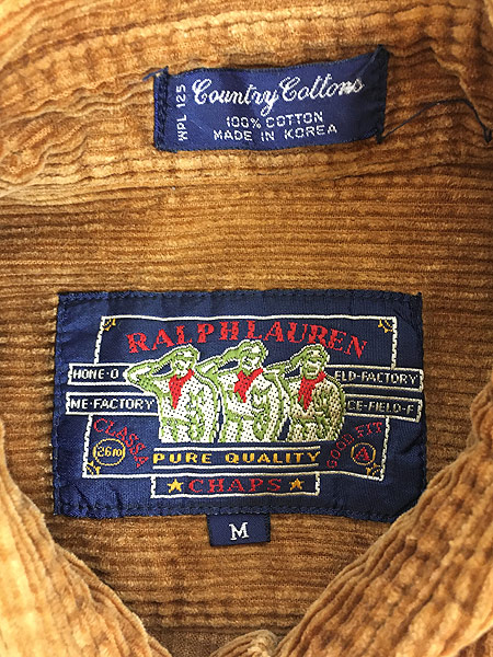 古着 80s CHAPS Ralph Lauren 同色 ロゴ 刺しゅう 太畝 コーデュロイ