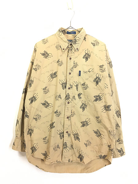 古着 90s CHAPS Ralph Lauren 紳士 馬車 総柄 BD シャツ M 古着 - 古着 ...