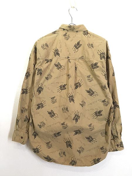 古着 90s CHAPS Ralph Lauren 紳士 馬車 総柄 BD シャツ M 古着 - 古着