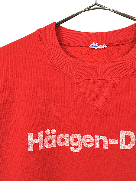 古着 80s Haagen-Dazs ハーゲンダッツ アイス ロゴ 前V スウェット