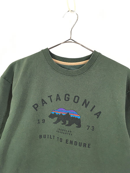古着 19s Patagonia フィッツロイ ベア クマ スウェット トレーナー 緑 