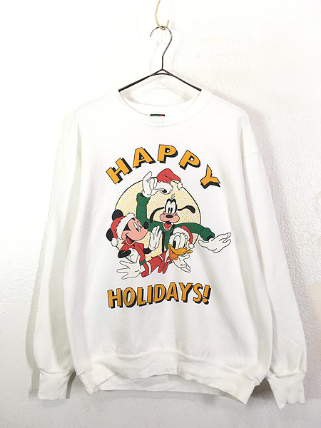 古着 90s USA製 Disney 「HAPPY HOLIDAYS!」 ミッキー サンタ