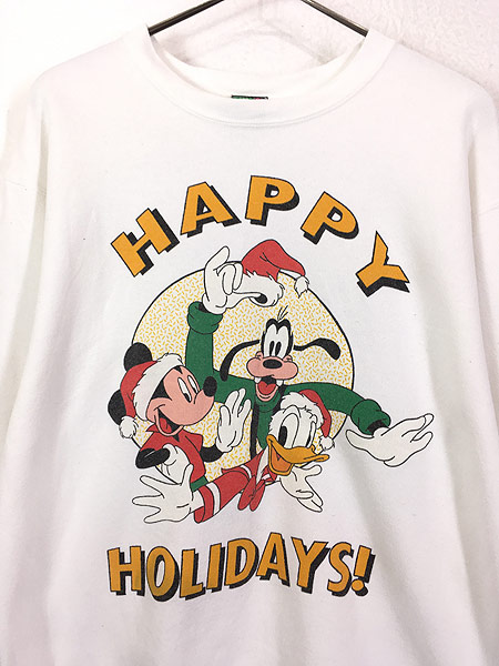古着 90s USA製 Disney 「HAPPY HOLIDAYS!」 ミッキー サンタ