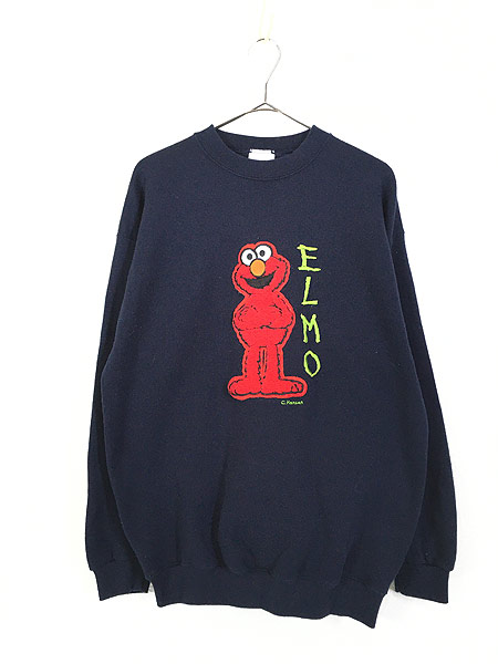 古着 90s SESAME STREET ELMO エルモ ボア 刺しゅう パッチ スウェット