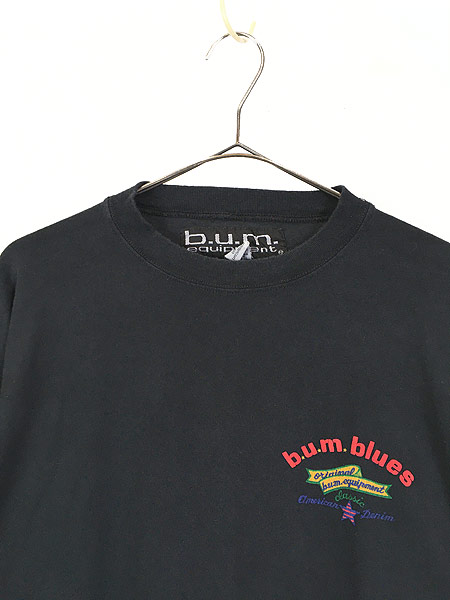 古着 90s USA製 b.u.m. equipment 「B.U.M. BLUES」 両面 発泡 ワイド