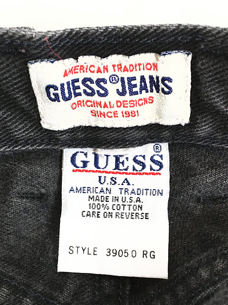 古着 90s USA製 GUESS ブラック デニム パンツ ジーンズ スリム W31