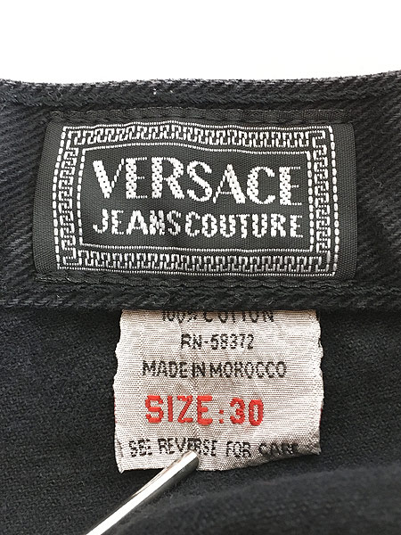 古着 90s Versace ブラック デニム パンツ ジーンズ テーパード W30