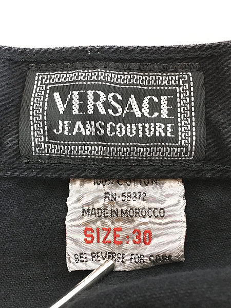 古着 90s Versace ブラック デニム パンツ ジーンズ テーパード W30 