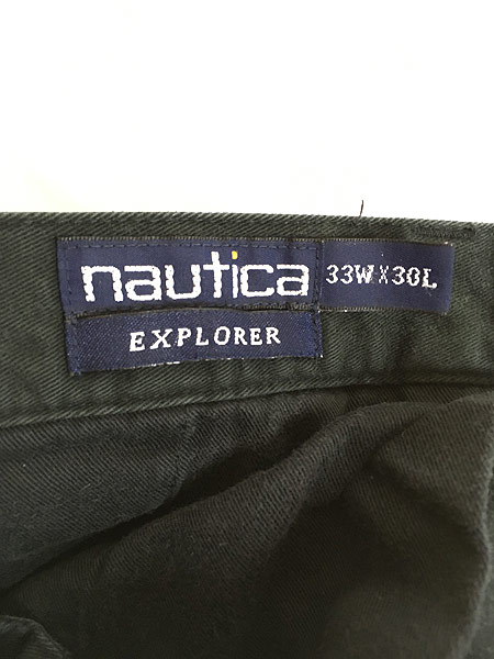 古着 90s Nautica タック ブラック チノ パンツ テーパード チノパン