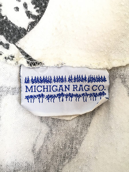 古着 80s USA製 Michigan Rag ウマ 総柄 ノーカラー 半袖 フランネル