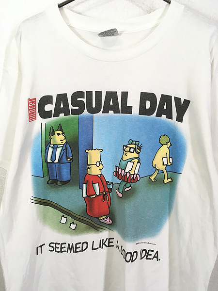 古着 90s DILBERT 「CASUAL DAY」 スコット アダムス コミック Tシャツ