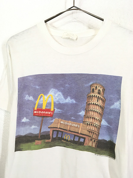 古着 80s USA製 McDonald's マクドナルド ピサの斜塔 企業 Tシャツ M