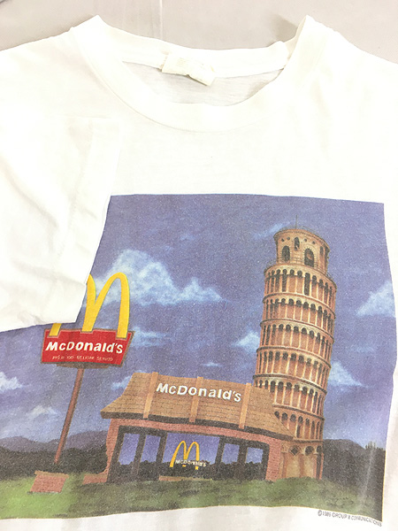 古着 80s USA製 McDonald's マクドナルド ピサの斜塔 企業 T