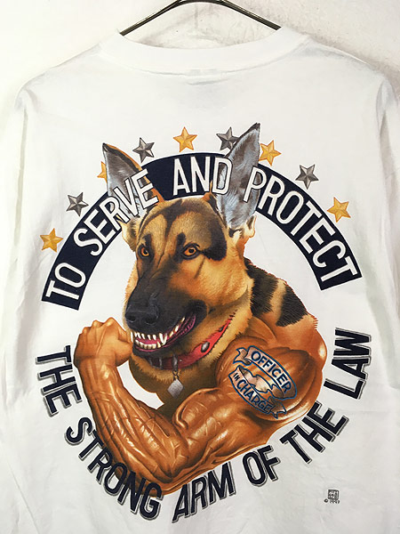 古着 90s USA製 マッチョ 犬 グラフィック Tシャツ L 古着【10off