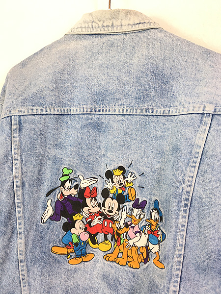 古着 90s Disney Mickey ミッキー 大集合 デニム ジャケット Gジャン M 