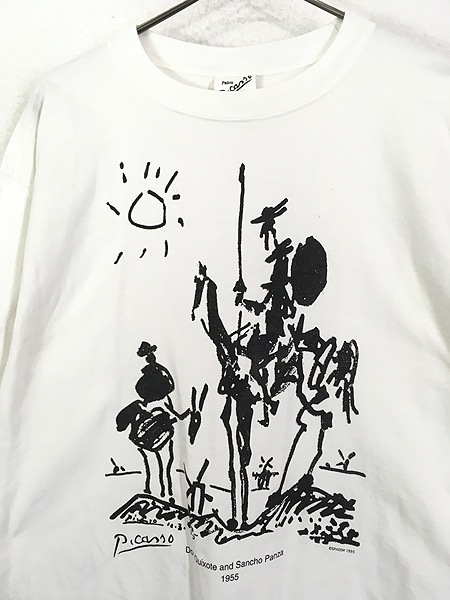 古着 90s USA製 Picasso 「Don Quixote」 ピカソ スケッチ アート T 