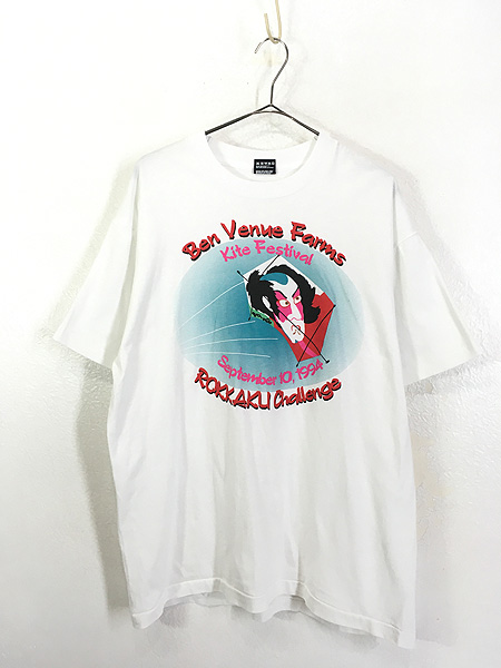古着 90s USA製 Kite Festival 歌舞伎 凧 カイト 和柄 Tシャツ XL 古着