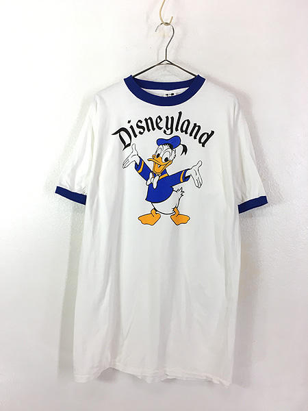 古着 80s Disney Donald ドナルド BIG プリント リンガー Tシャツ 美品