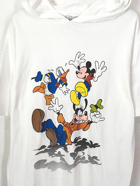 古着 90s USA製 Disney ミッキー グーフィー ドナルド フーデッド T 