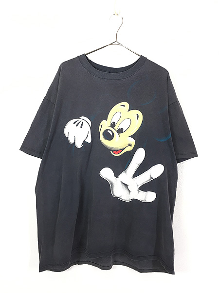 古着 90s USA製 Disney Mickey ミッキー だまし絵 両面 Tシャツ XL位 