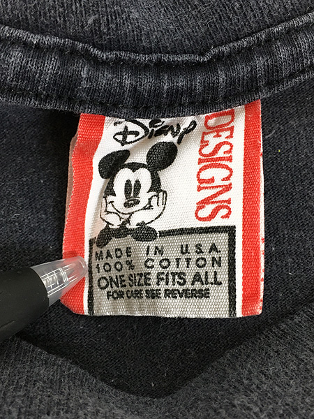 古着 90s USA製 Disney Mickey ミッキー だまし絵 両面 Tシャツ XL位