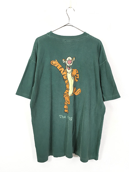 古着 90s USA製 Disney Pooh Tiger ティガー 両面 Tシャツ L 古着