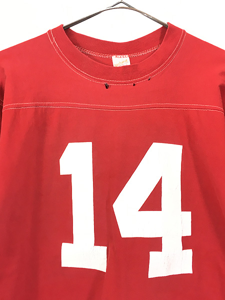 古着 80s USA製 Sportswear 「14」 両面 ナンバリング フットボール T 