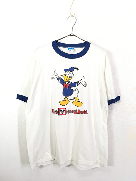 古着 80s USA製 Walt Disney World ドナルド キャラクター リンガー Tシャツ XL 古着 - 古着 通販 ヴィンテージ  古着屋 Dracaena ドラセナ