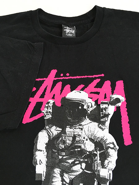 古着 Stussy ステューシー 宇宙飛行士 × ロゴ BIG プリント Tシャツ XL