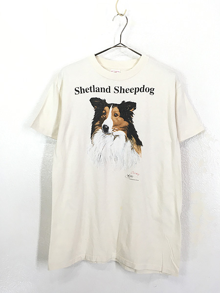 古着 90s USA製 犬 シェットランド シープドッグ アニマル Tシャツ M