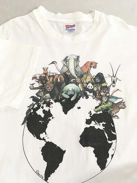 古着 90s USA製 Human-i-Tees 地球 アース アニマル Tシャツ XL 古着【10off】 - 古着 通販 ヴィンテージ　古着屋  Dracaena ドラセナ