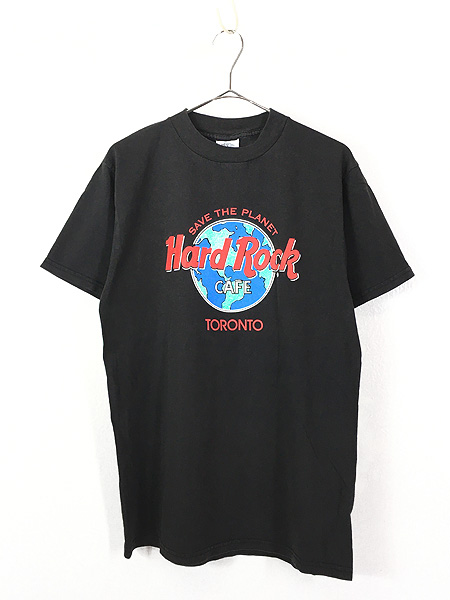 古着 90s USA製 Hard Rock Cafe 「TORONTO」 地球 ハードロック Tシャツ 黒 M 古着【10off】 - 古着 通販  ヴィンテージ　古着屋 Dracaena ドラセナ