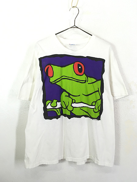 古着 90s USA製 カエル 両生類 イラスト グラフィク デザイン 両面 BIG プリント Tシャツ XL 古着【30off】 - 古着 通販  ヴィンテージ　古着屋 Dracaena ドラセナ