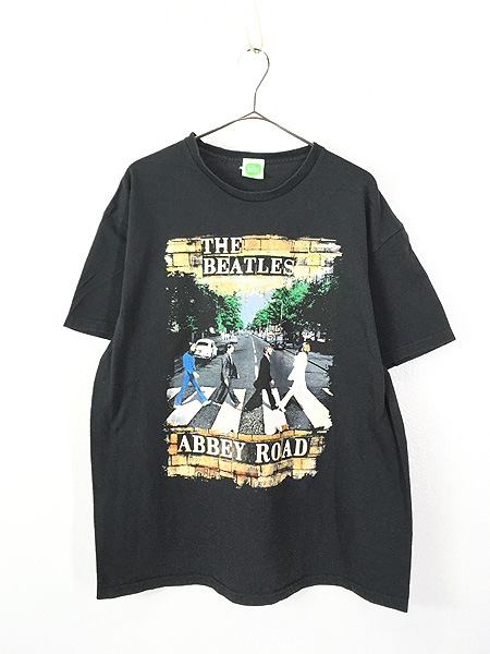 古着 The Beatles 「ABBEY ROAD」 メンバー フォト ミュージック バンド Tシャツ XL 古着