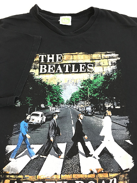 [4] 古着 The Beatles 「ABBEY ROAD」 メンバー フォト ミュージック バンド Tシャツ XL 古着