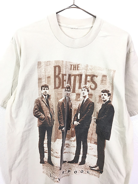 古着 90s The Beatles 「LIVERPOOL」 メンバー フォト ミュージック バンド Tシャツ L位 古着 - 古着 通販  ヴィンテージ　古着屋 Dracaena ドラセナ