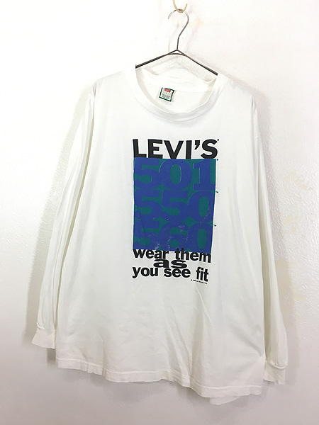 古着 90s USA製 Levi's 501 550 560 ボックス ロゴ 長袖 Tシャツ ロン