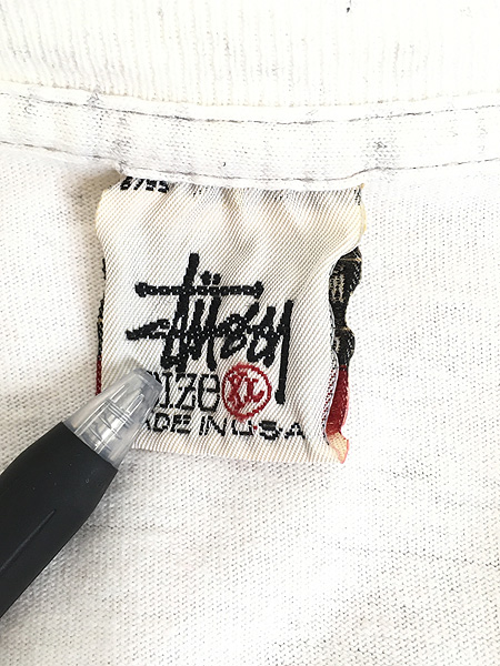 古着 90s USA製 Stussy 白タグ 「DEE LUXE」 ロゴ 長袖 Tシャツ