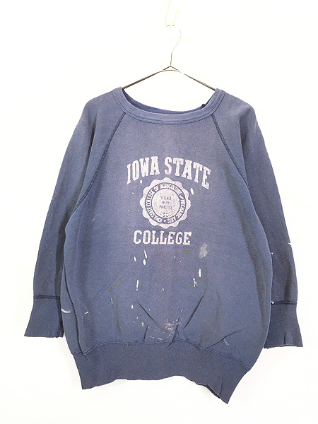 古着 60s 「IOWA STATE COLLEGE」 カレッジ 3段 アーチ フロッキー