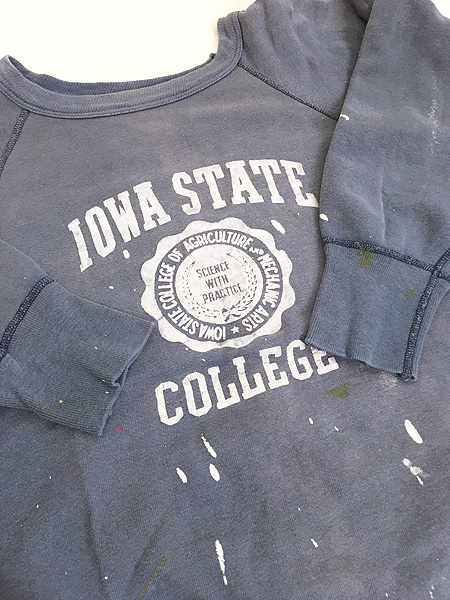 古着 60s 「IOWA STATE COLLEGE」 カレッジ 3段 アーチ フロッキー